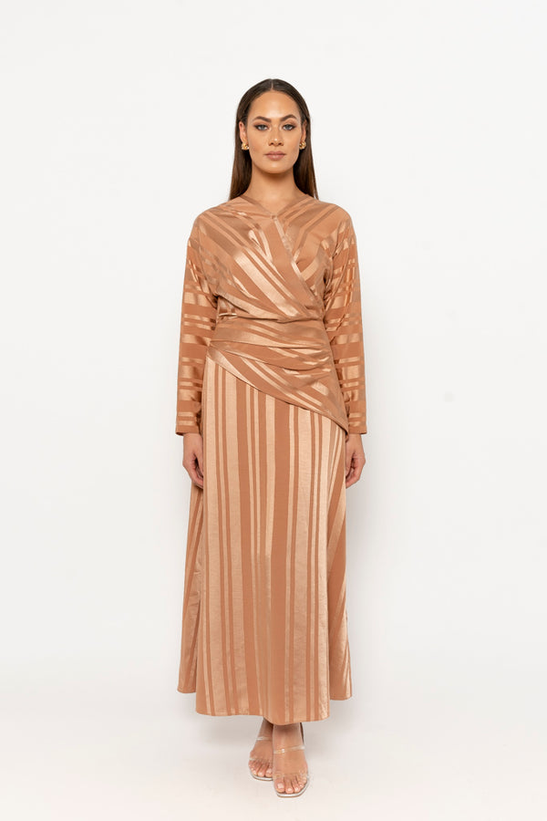Dana dress bronze stripe