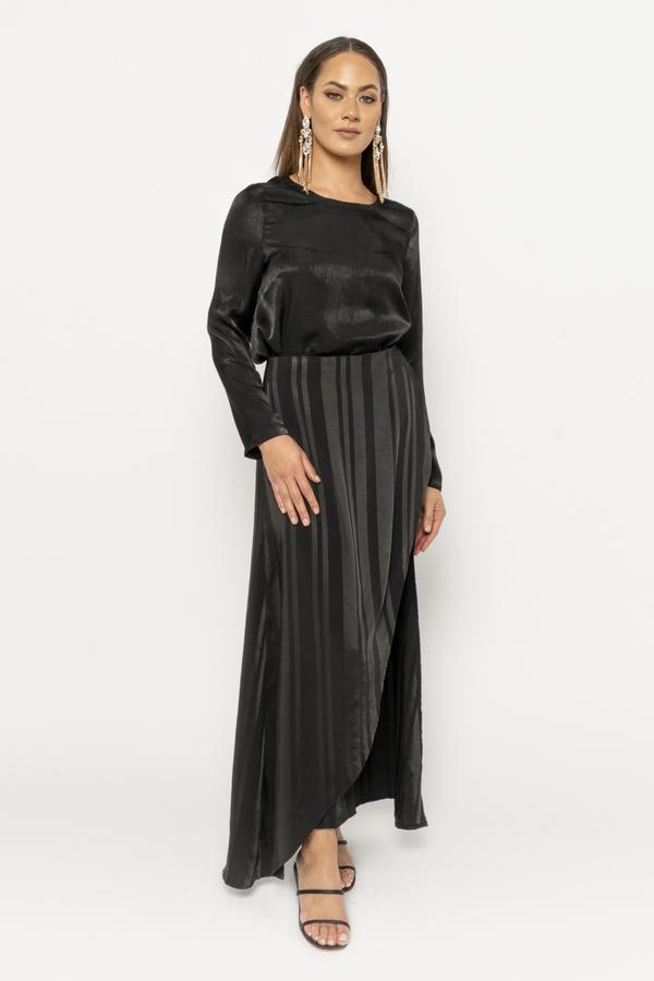 Hana black stripe overlay pants