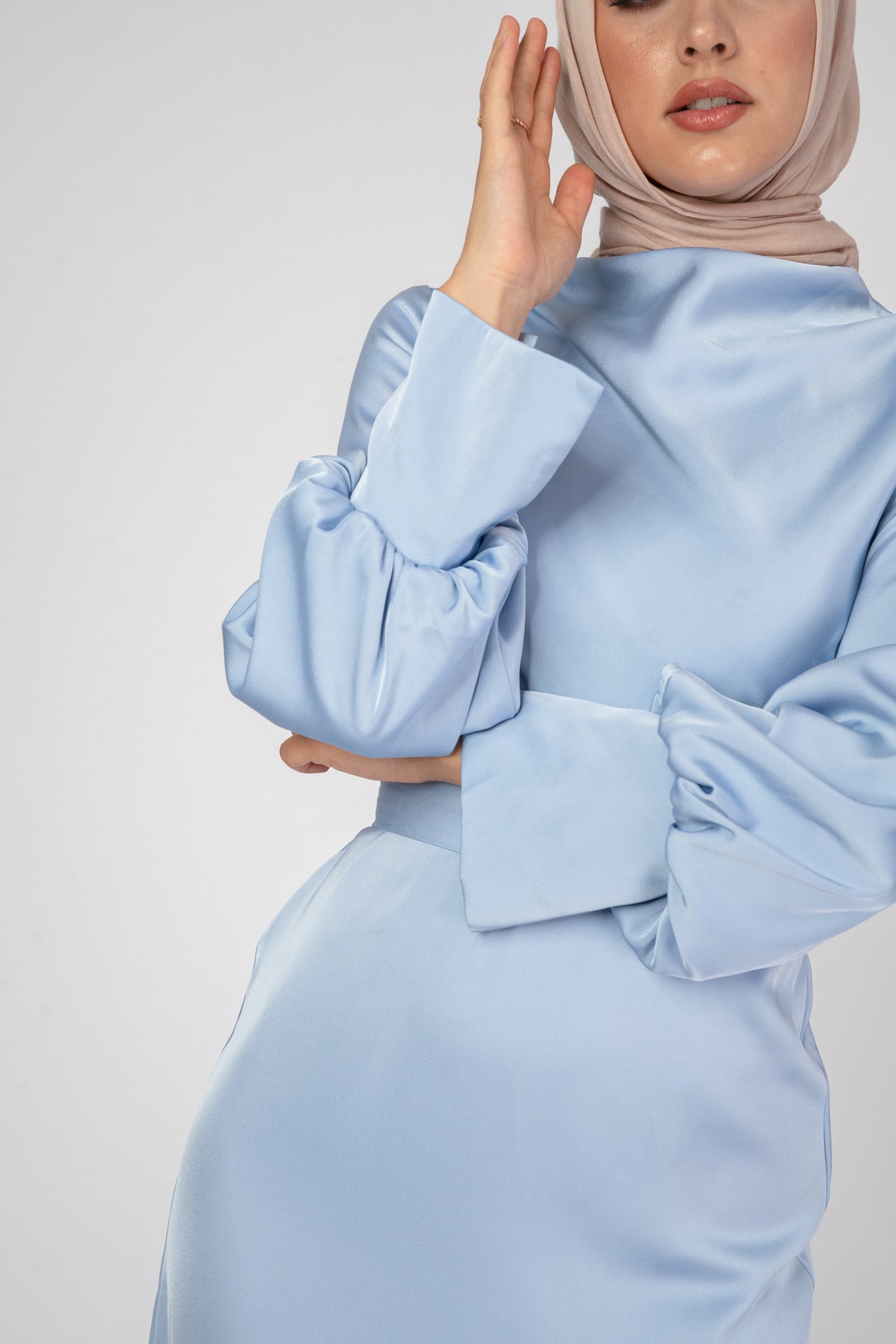 'Sky is the Limit' Satin Dress - Blue