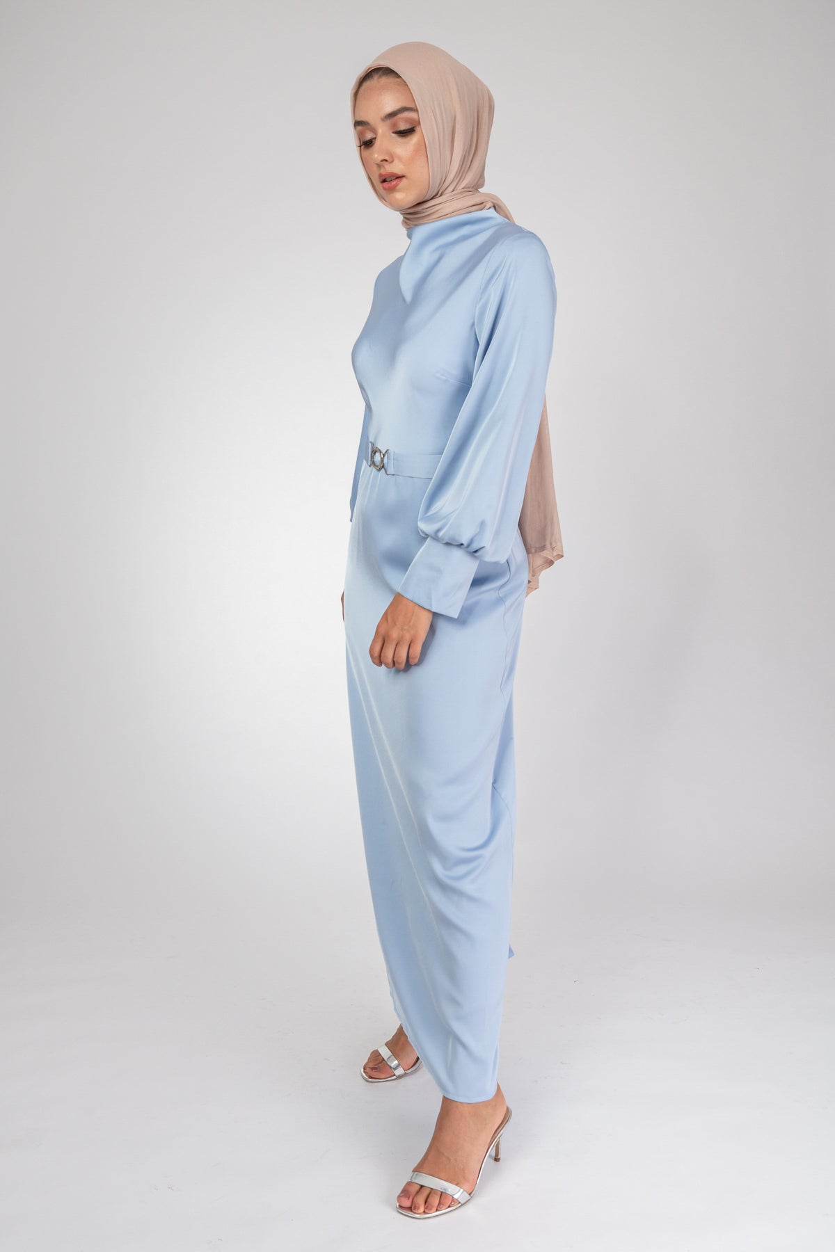 'Sky is the Limit' Satin Dress - Blue