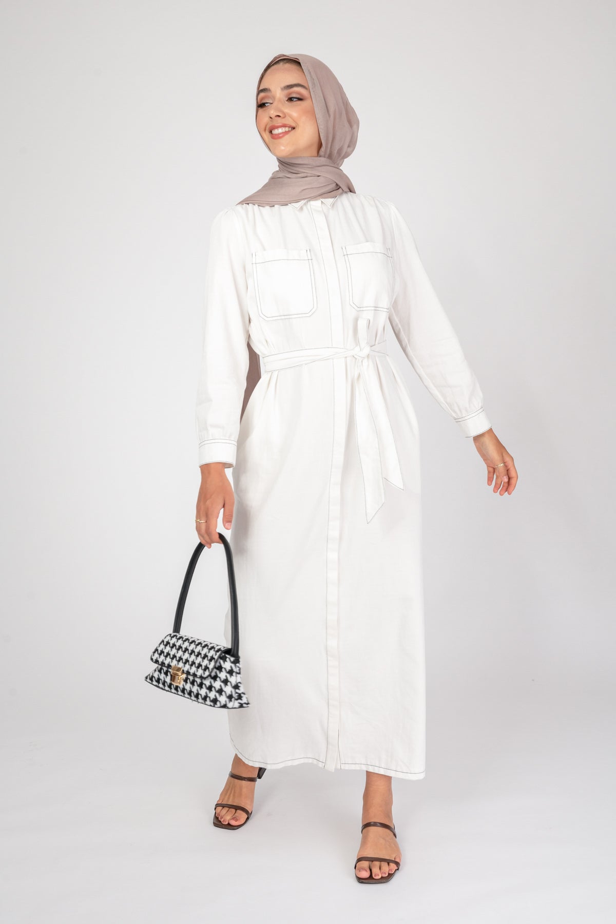 'Reclaim' Contrast Stitch Denim Shirt Dress