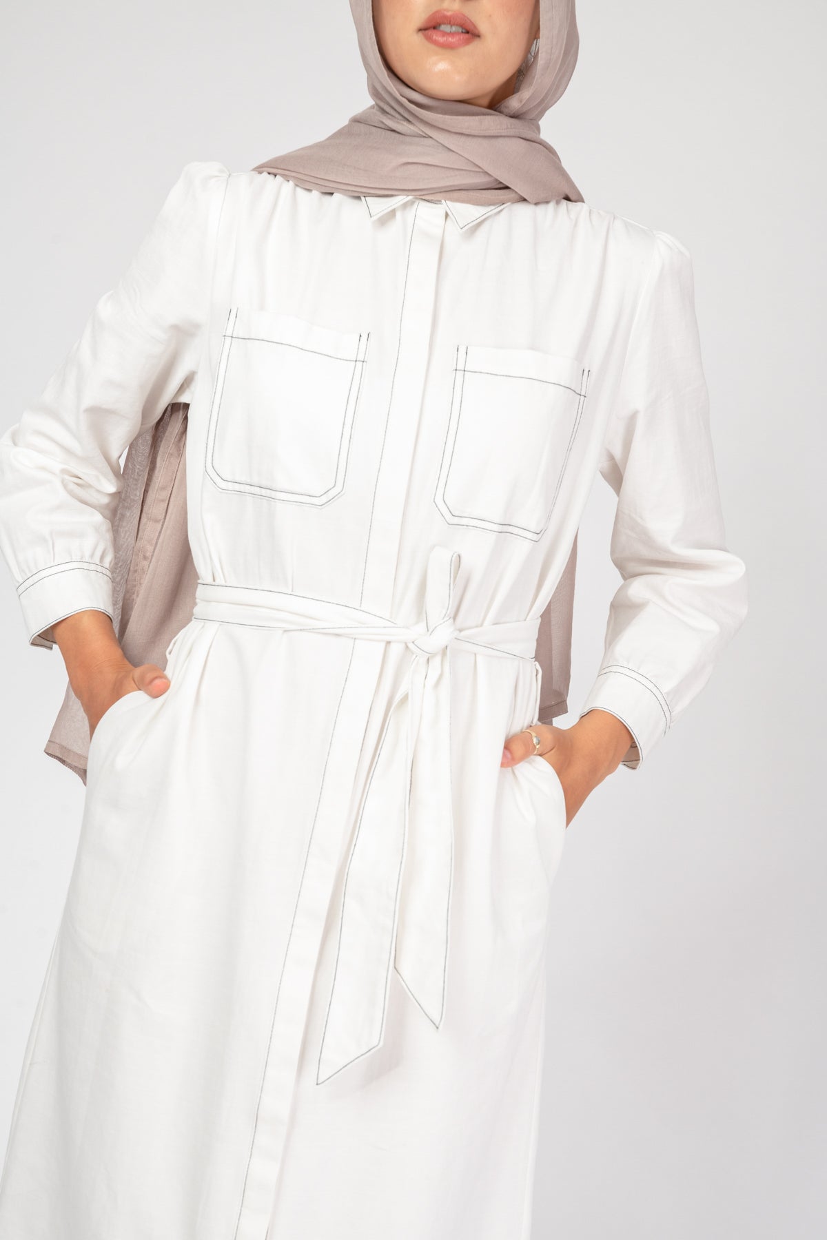 'Reclaim' Contrast Stitch Denim Shirt Dress