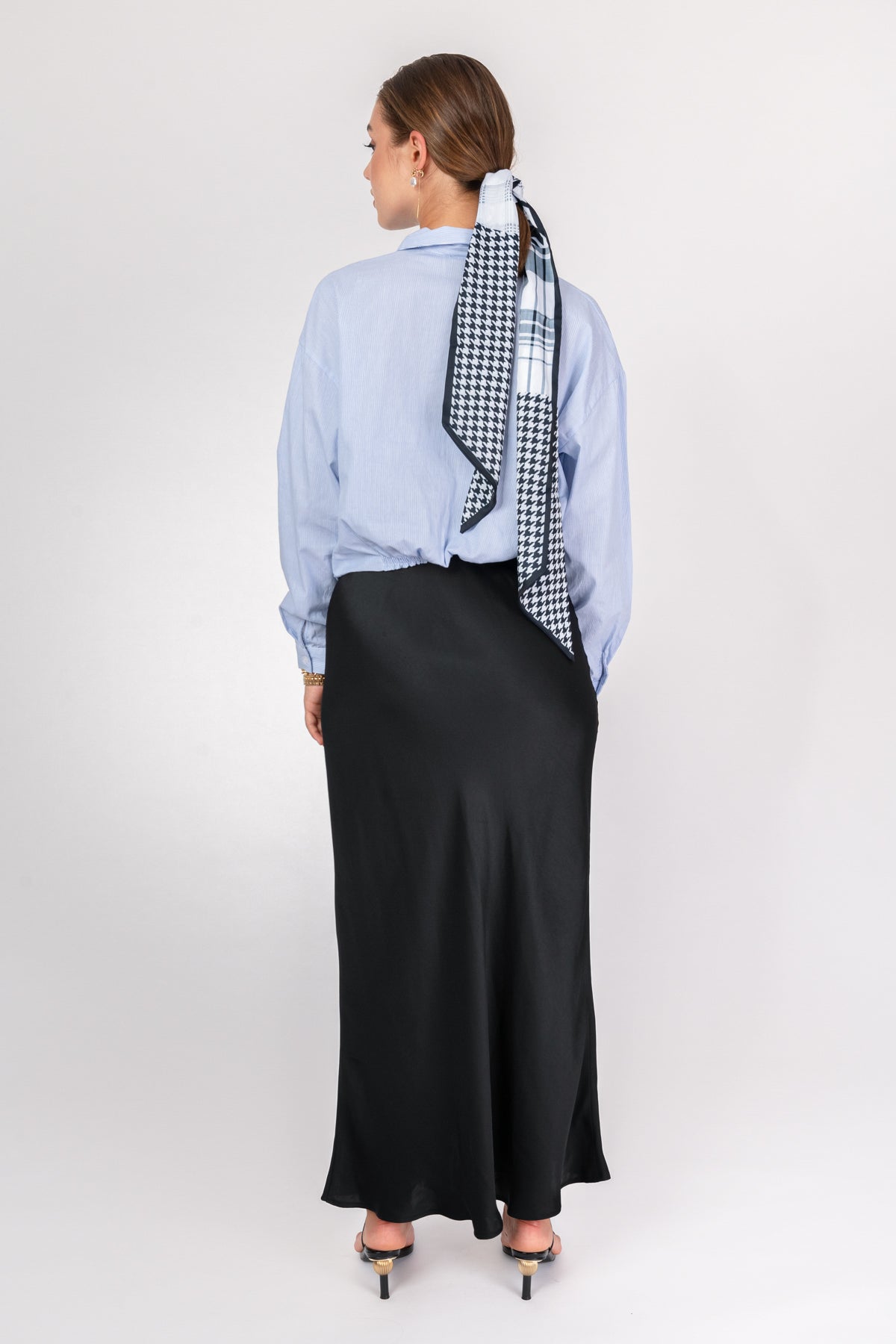 'Maria' Satin Maxi Skirt - Black