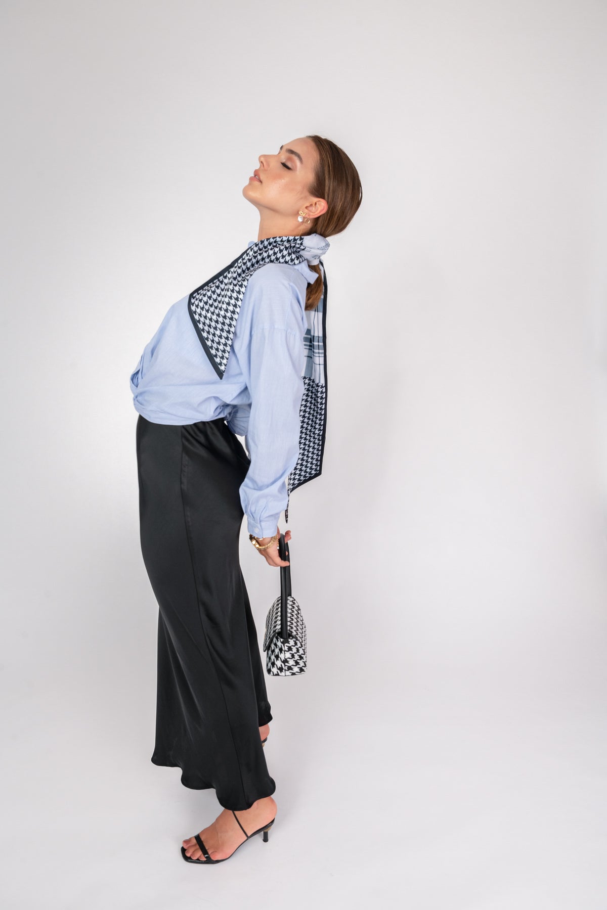 'Maria' Satin Maxi Skirt - Black