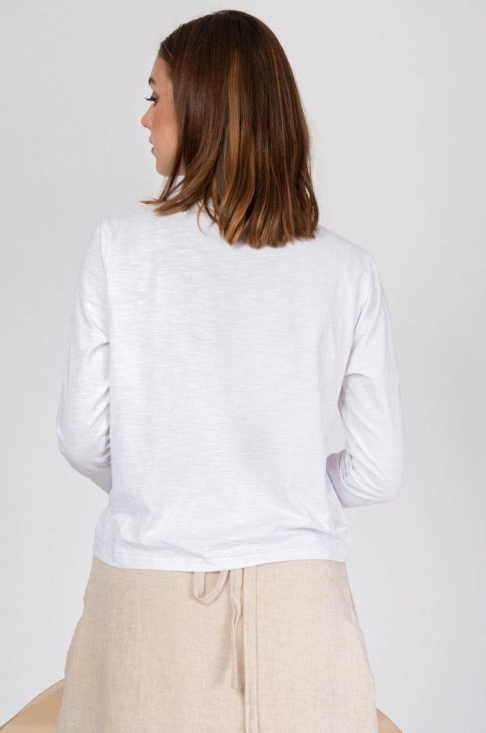 'Morning Dew' White Cotton Crop Top